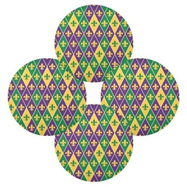 Imagem de Wassud Jogo americano conjunto de 4 tapetes de mesa redondos cor carnaval flor-de-lis para cozinha e jantar tapetes laváveis resistentes ao calor decoração de mesa 39 cm