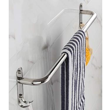 Imagem de Prateleira de banheiro prateleira de toalha de banheiro toalheiro de aço inoxidável com barras de toalha duplas organizador de parede 1004 (tamanho: 50 cm) (90 cm)