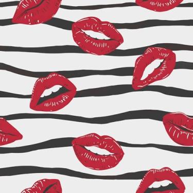 Imagem de VaryFloral Papel de parede lábios vermelhos beijos sensuais com linhas abstratas modernas papel de parede descascar e colar papel de parede coquete divertido para quarto decorativo moderno lábios