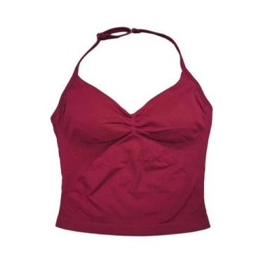 Imagem de Conjunto De Yoga Sem Costura De 2 Peças Para Mulheres: Top Halter Acol