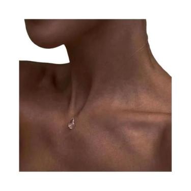 Imagem de Colar Minimalista Feminino Com Cristais De Vidro Transparente E Franja