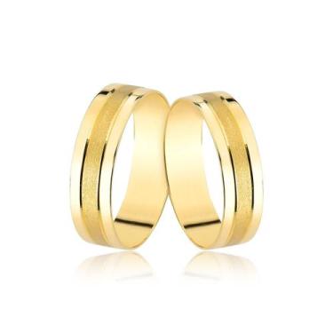 Imagem de PAR DE ALIANÇAS 5MM FOSCAS DIAMANTADAS OURO amarelo 18K MJ2 - MAEHLER 