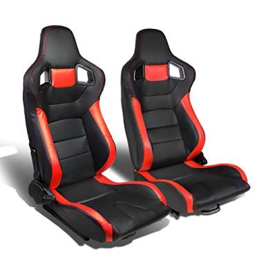 Imagem de DNA Motoring Par de assentos de corrida com sliders RS-JR-023-BK-RD