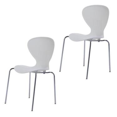 Imagem de Kit 2 Cadeiras Empilháveis Base Aço Tubular Flash - Prima Design