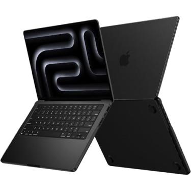 Imagem de EooCoo Capa para MacBook Pro 16 polegadas 2025-2021 M4 M3 M2 M1 Pro/Max, [Combinação de cores oficial, antiderrapante, proteção contra quedas] Capa rígida fosca para laptop, preto espacial