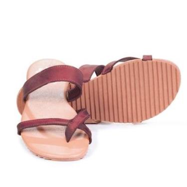 Imagem de Sandália Em X Rasteirinha Feminina Tiras Couro Tropicaos-Feminino