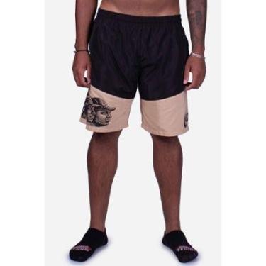 Imagem de Bermuda Compton Tactel Gangsta Woodcut Preto/Caqui-Masculino