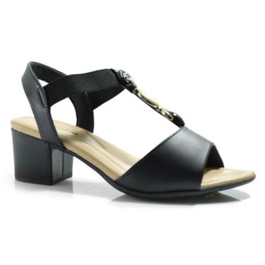 Imagem de Sandália de Salto Bloco Feminina Comfortflex 2557403, Preto, 36