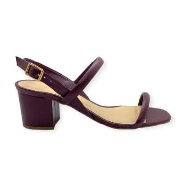 Imagem de Sandalia Feminina Arezzo Tiras Salto Medio Bloco Vinho-Feminino