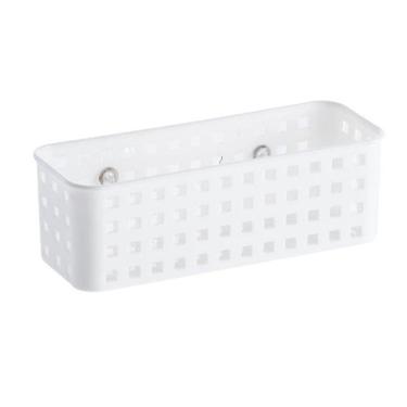 Imagem de kit 3 Cesta Organizadora C/ Ventosa Multiuoso 18x9x12 Branc