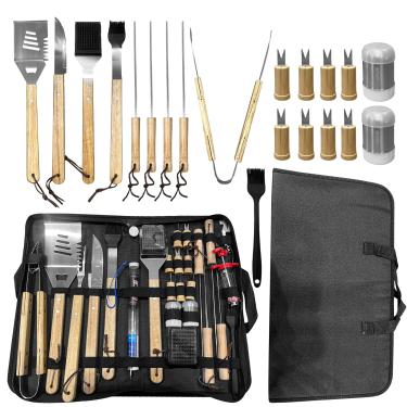 Imagem de Kit Churrasco Profissional para Churrasco, Conjunto Completo para Grelha com Espetos, Pincel, Garfos e Bolsa de Transporte