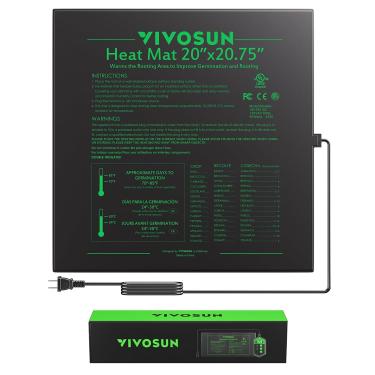 Imagem de VIVOSUN Tapete térmico de mudas impermeável durável 50,8 cm x 52,7 cm UL & MET-Certified Almofada de aquecimento hidropônico quente para germinação, jardinagem interna, estufa