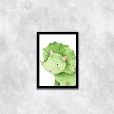 Imagem de Quadro Decorativo Infantil Dinossauro Baby Verde 33X24 Preta