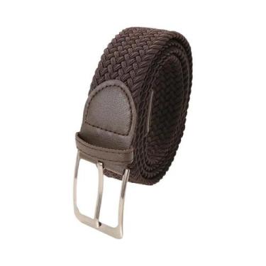 Imagem de Cinto Masculino Casual Elástico Trançado De Lona Cor Sólida Com Fivela