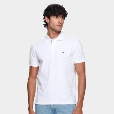 Imagem de Camisa Polo Tommy Hilfiger Pique Placket Interest Masculina, Branco, G