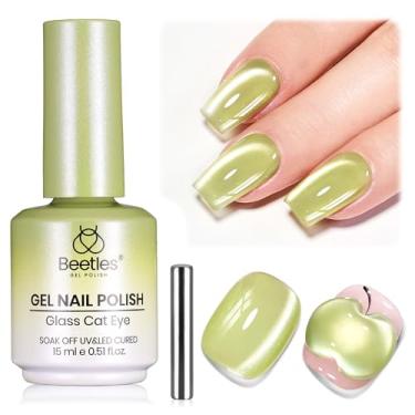 Imagem de Esmalte Beetles Pistache Gleam Green Cat Eye Gel - 15 ml Spring Gel Polish Verde Claro Olho de Gato Glitter Magnético Translúcido Efeito Vidrado Absorver Arte de Unha Francesa UV DIY Presente de