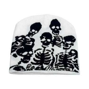 Imagem de Chapéu Bucket De Lã Com Estampa De Caveira Colorida, Quente E Confortá