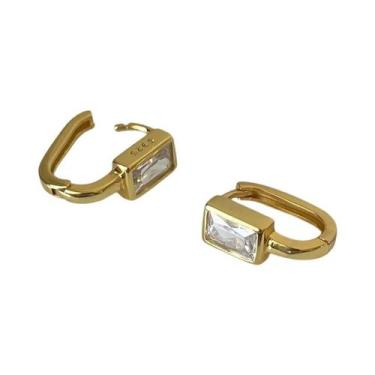 Imagem de Brincos De Argola Femininos Em Prata E Ouro Com Zircônia Cúbica, Joia 