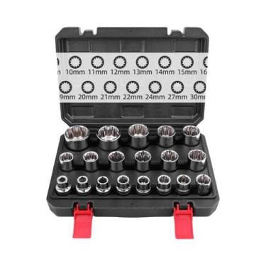 Imagem de Conjunto De Soquetes De Impacto S2 Preto 1/2" Drive 8-36mm 19/21 Peças