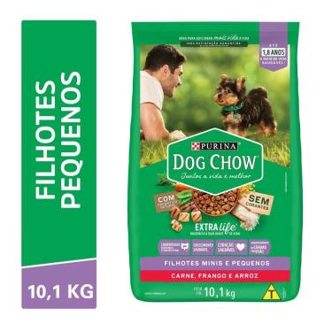 Imagem de Ração DOG CHOW Cães Filhotes Minis e Pequenos Carne, Frango e Arroz 10,1kg