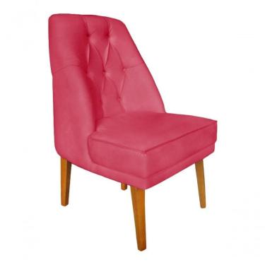 Imagem de Cadeira Para Sala De Jantar Escritório Estofada Berlim Retro Suede Rosa Pink Eli Móveis E Decoração