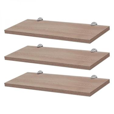Imagem de Kit 3 Prateleiras 30 X 15cm Carvalho Com Suporte Tucano
