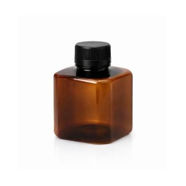 Imagem de Kit 100 Frascos Plásticos Âmbar Cubo 200ml Embalagem com Tampa Lacre -
