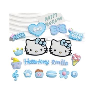 Imagem de Decorações Para Clogs Hello Kitty Azuis, Acessórios DIY Para Sapatos, 
