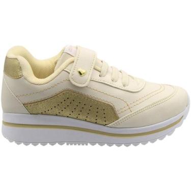 Imagem de Tênis Jogging Infantil Club Happy Cadarço Elástico Menina, 31, Creme