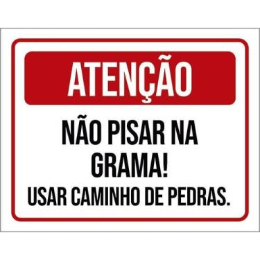 Imagem de Kit 10 Placa Acm Não Pisar Na Grama Caminho Pedras 18X23 - Sinalizo