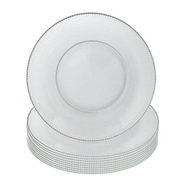 Imagem de Jogo 10 Prato Raso De Vidro Gema Plus Transparente 25cm Class Home