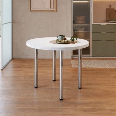 Imagem de Mesa de Jantar Redonda 4 Lugares Tampo de Mdp Fórmica Branco