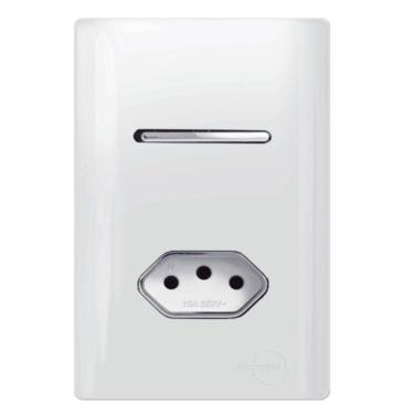 Imagem de Interruptor Simples + Tomada Universal 2p+t 20a Cromado com Placa 4x2 Branco Dc120021 Novara In