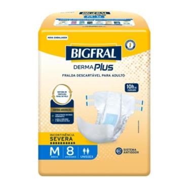 Imagem de Fralda Bigfral Derma Plus M com 8 unidades, 1 Unidade, 8, M