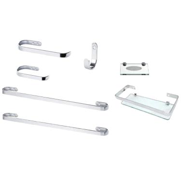 Imagem de 1 Kit De Banheiro 7 Peças Porta Toalha Polido 60 Cm