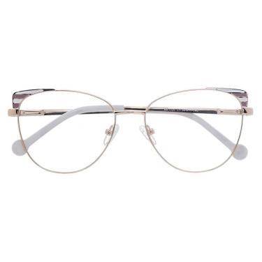 Imagem de Armação Óculos Grau Feminino Gatinho Áustria Rosa Com Branco