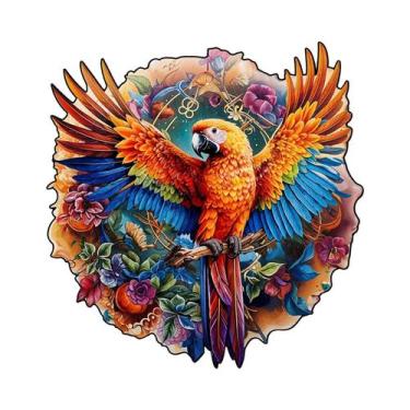 Imagem de Quebra-cabeça De Madeira Com Padrão De Papagaio, Formato De Animal Irr