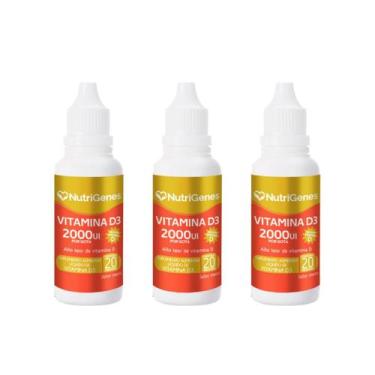 Imagem de Kit 3 Un Vitamina D3 Gotas 2000ui 20ml Sabor Menta Alto Vitamina D - M