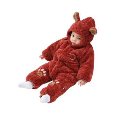 Imagem de Macacão De Inverno Para Bebê Com Orelhas, Algodão Grosso, Com Capuz, R