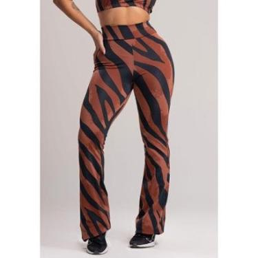 Imagem de Calça Feminina Flare Estampada Pantalona Cintura Alta Mvb Modas-Feminino