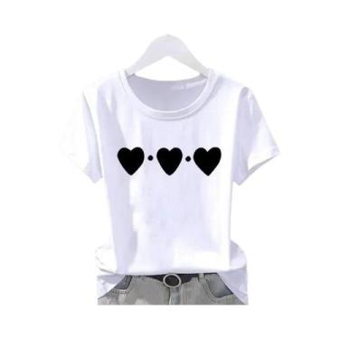 Imagem de Camiseta Gráfica Casual De Manga Curta Com Estampa Floral Y2K Para Mul