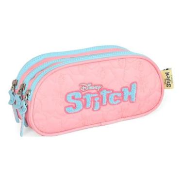 Imagem de Estojo 3 Divisórias Stitch Rosa - Luxcel