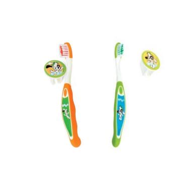 Imagem de Kit com 2 Escova de dentes com protetor de cerdas Doki