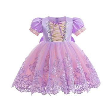 Imagem de Vestido De Festa Para Meninas Com Bordado De Flores Da Princesa Rapunz