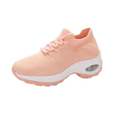 Imagem de Tênis Feminino Respirável De Malha Com Plataforma Grossa E Aumento De 
