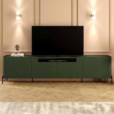 Imagem de Rack para Sala 260cm com 4 Portas Brise Pés Metal 100% MDF - Casa Lar 