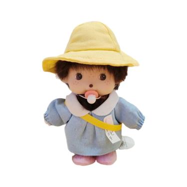 Imagem de Chaveiro de boneca de pelúcia Monchhichi 15 cm com chapéu amarelo