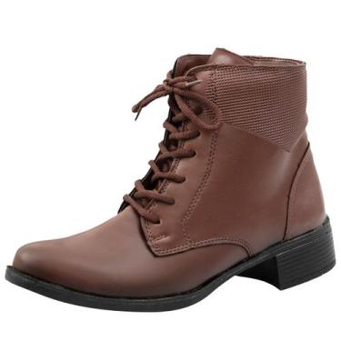 Imagem de Bota Feminina Cano Curto Cadarço Ajustável Inverno - SLZ, Capuccino, 3