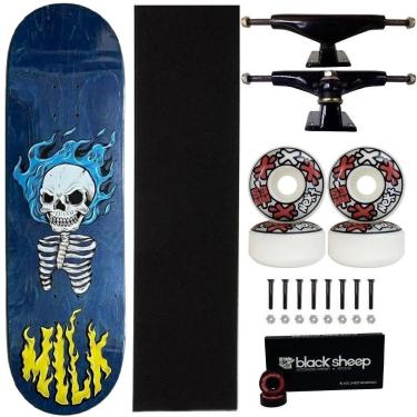 Imagem de Skate Milk Maple Montado 8.5 Profissional Caveira Next 53mm-Masculino