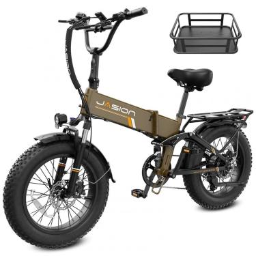 Imagem de Bicicleta elétrica dobrável Jasion Hunter Pro azul cobalto pneu grosso 20" motor 1...
